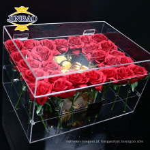JINBAO personalizado plexiglass claro pmma caixa de flor de acrílico presente com tampa